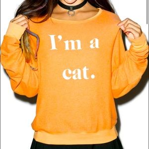 Wildfox I’m a Cat Baggy Beach Jumper Orange